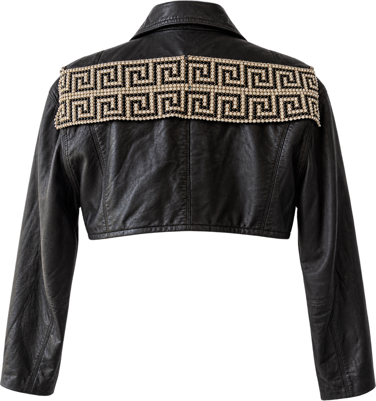 The Vintage Rhinestone Cropped Leather Jacket