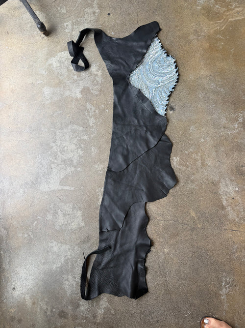 Black leather sarong belt with vintage sequins by Katharine Story — view 2