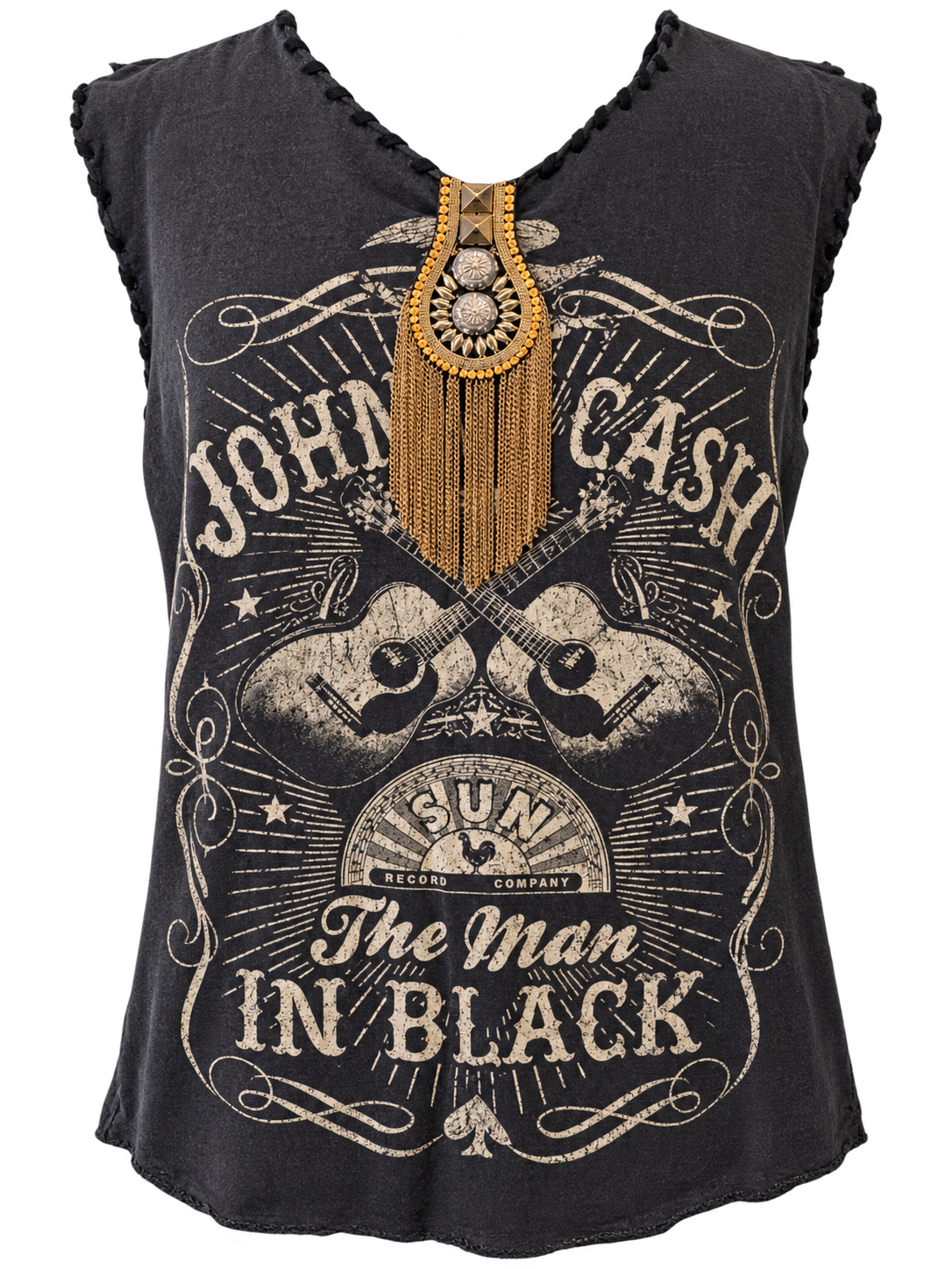 Vintage Johnny Cash Man in Black Tee — Backstage