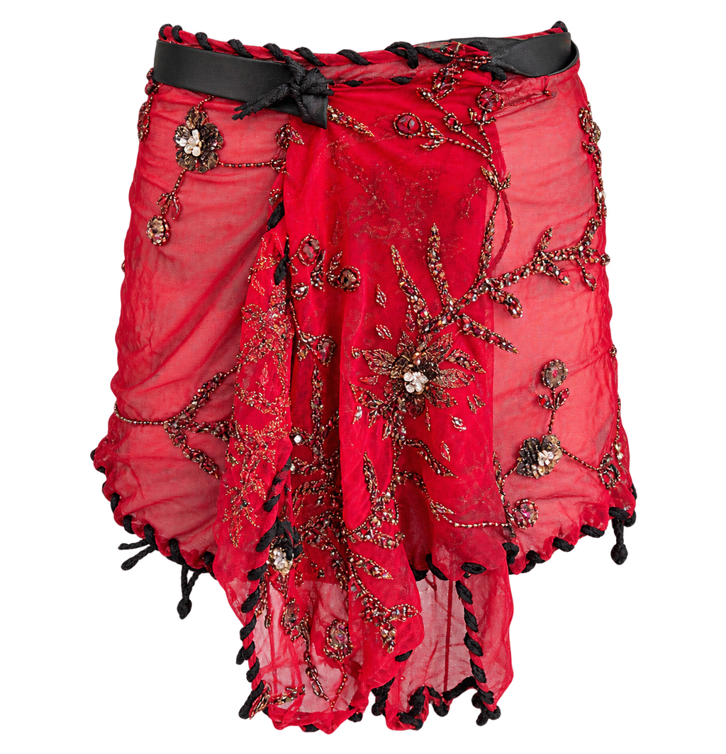 Burnt Orange Sequin Wrap Skirt