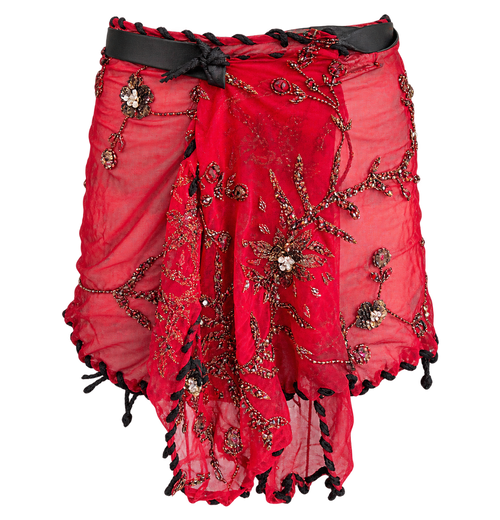 Burnt orange sequin chiffon wrap skirt by Katharine Story — view 2