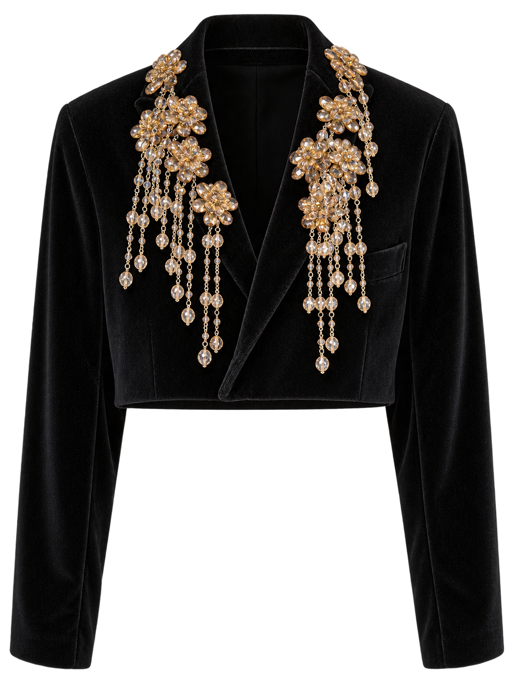 Beaded Velvet Crop Jacket