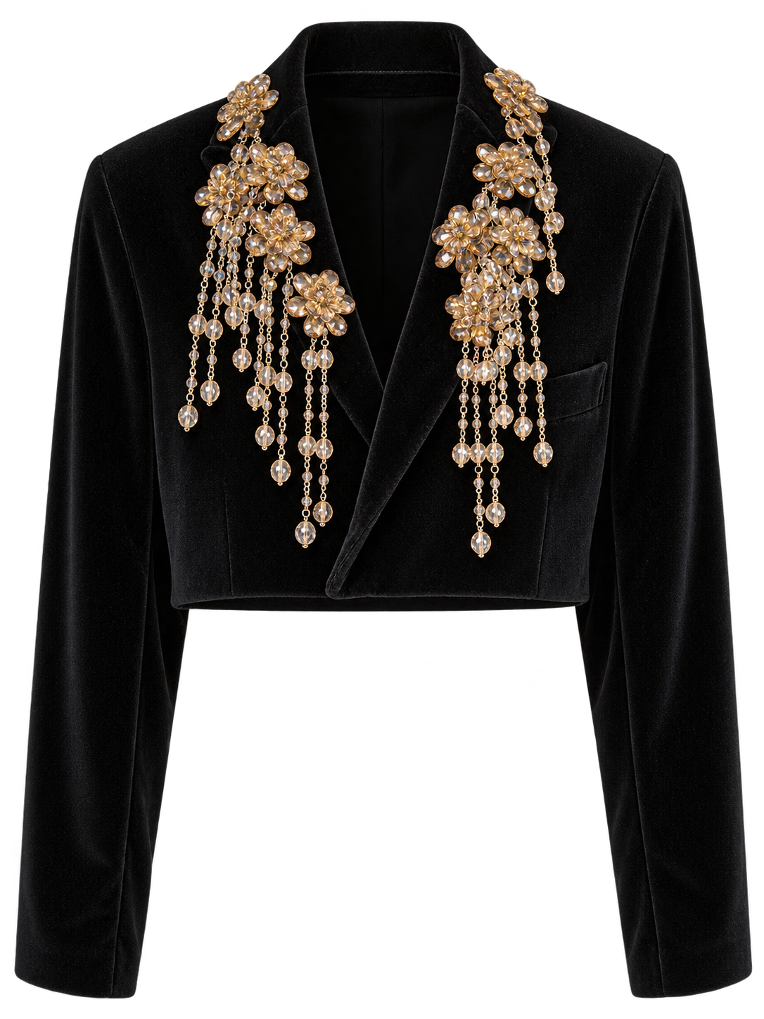 Beaded Velvet Crop Jacket